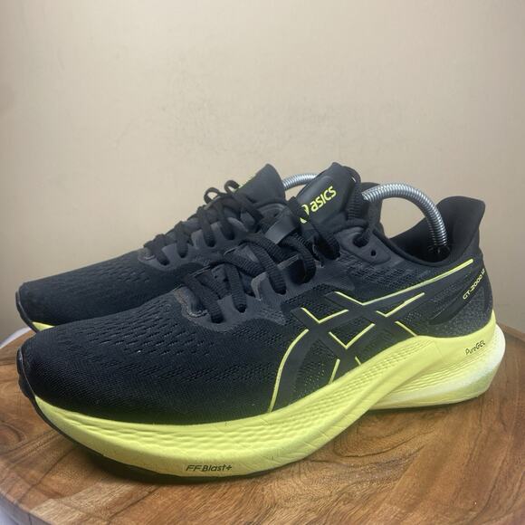 ASICS GT 2000-12 Black Glow Yellow Mens Size 9.5 Green Running Shoes 1011B691 - Picture 2 of 13